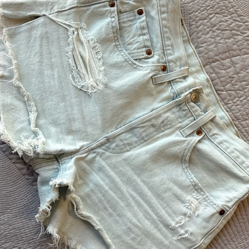 Levi's Distressed Light Denim Shorts